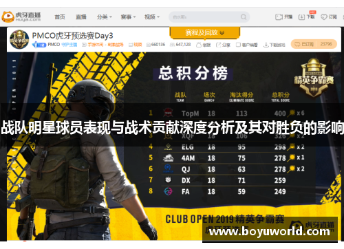 战队明星球员表现与战术贡献深度分析及其对胜负的影响
